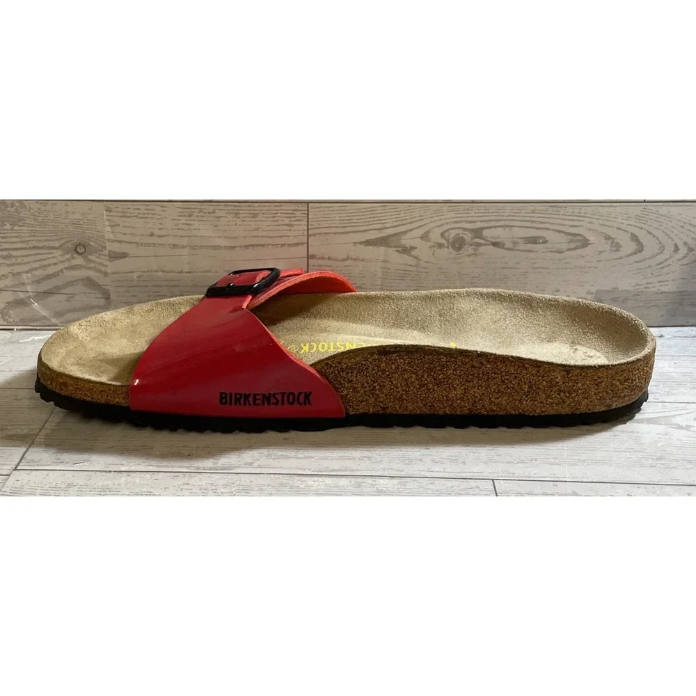 Birkenstock Madrid Red Leather Slides Black Buckle Women's Size 42 - Picture 6 of 8